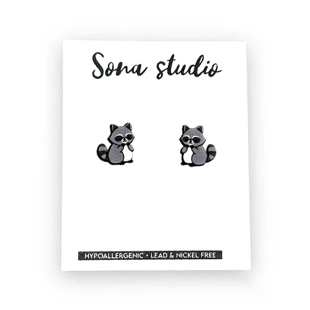 New stud Raccoon Earrings, Sona studio